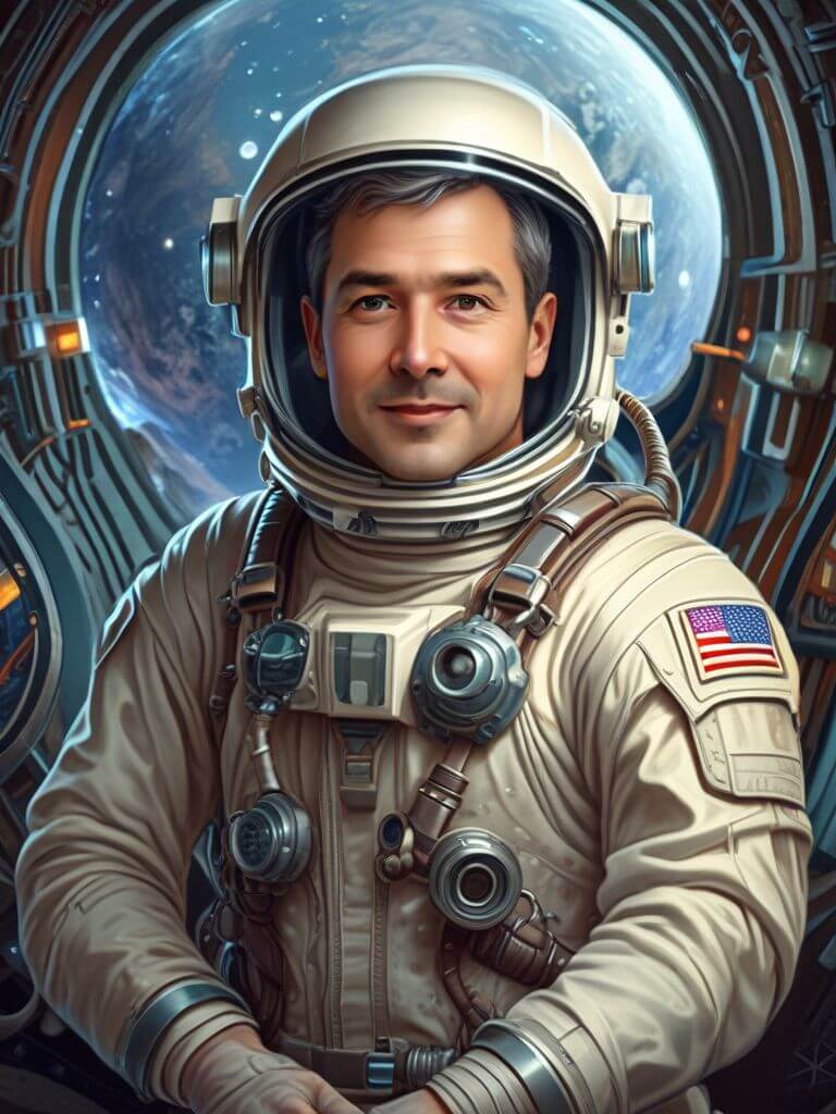 AI Headshot: Portrait of {prompt} as an astronaut, futuristic,  ultra  highly detailed,realistic, concept art, intricate textures, interstellar background, space travel, art by alphonse mucha, ryan kittleson, greg rutkowski, leesha hannigan, stephan martiniere, stanley artgerm lau