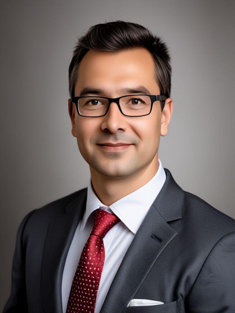 AI Headshot: business headshot of {prompt}, dark background, in a suit, portrait photo,dark background, Half-body digital photo , realistic, highly detailed, photorealistic, 8k, looking towards the camera